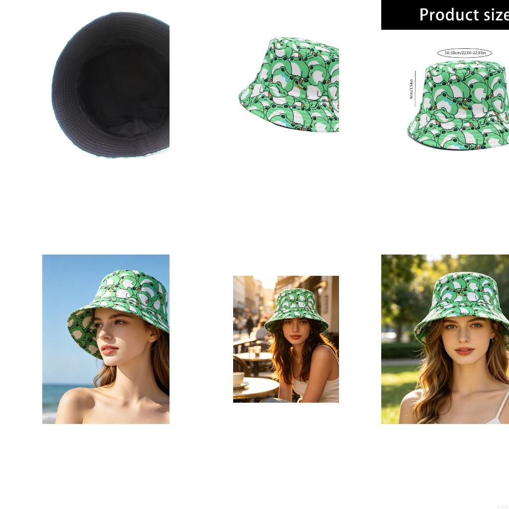 Packable Hat Nylon - Packable Frogs Print Bucket Hat for