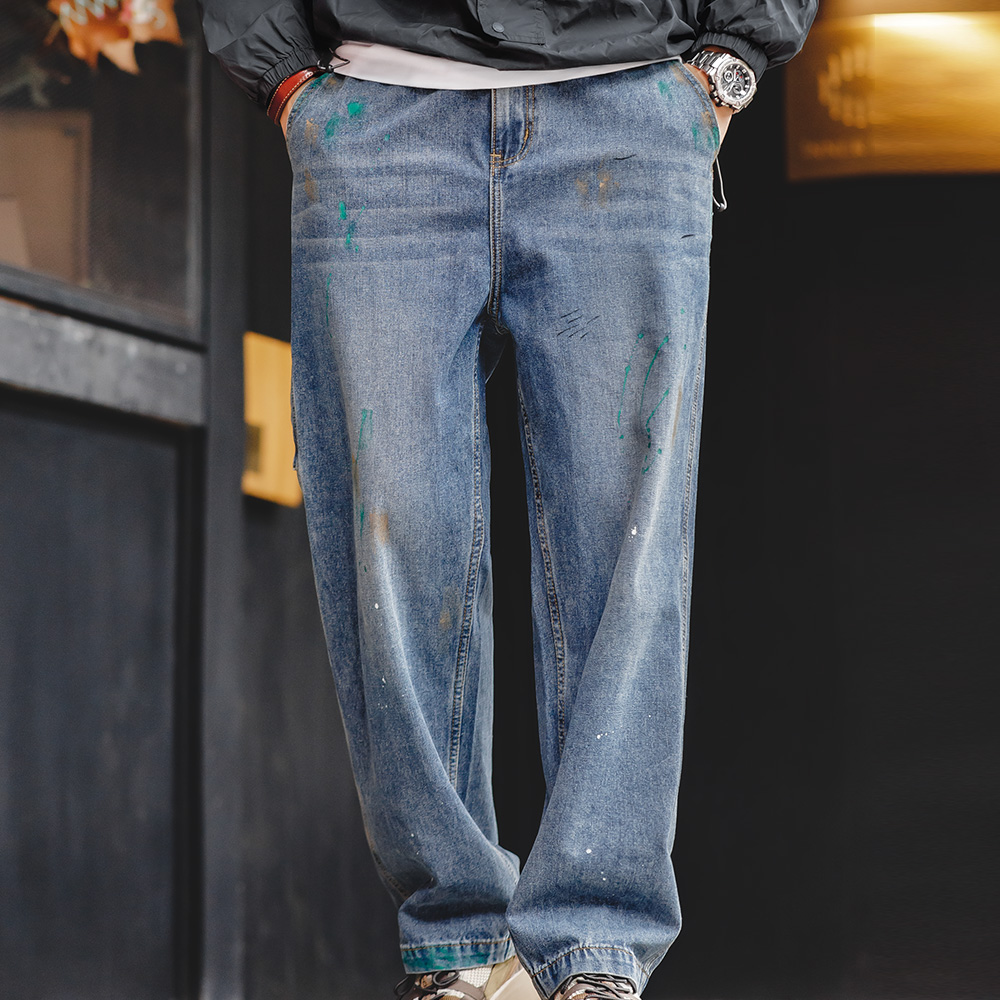Levis Jeans 501 - Maden Light Blue Splash-ink Graffiti Jeans