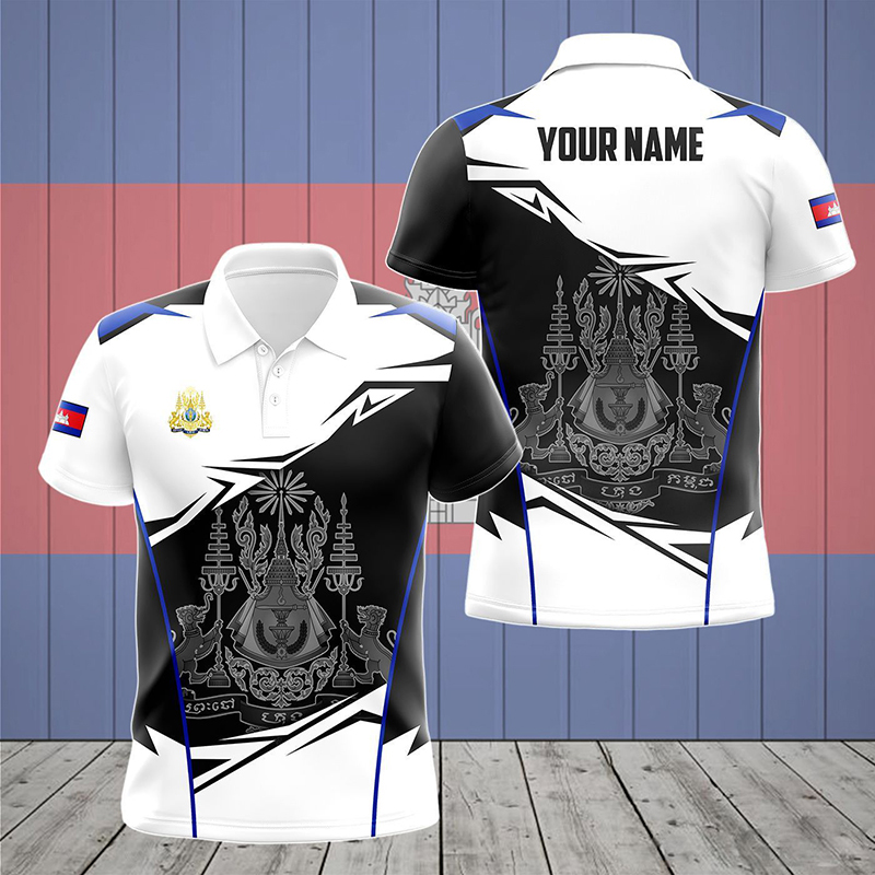 Custom Name Cambodia Flag Grap - Shirt Camp Collar recension och pris