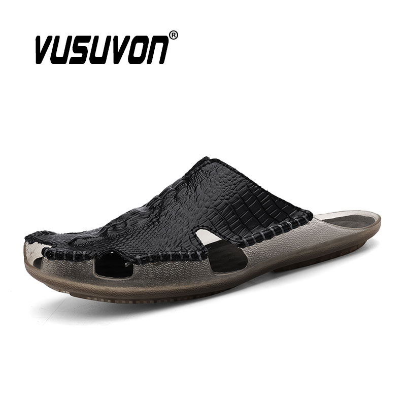 Men Slides Genuine Leather Sli - Flip Flop Leather Men recension och pris