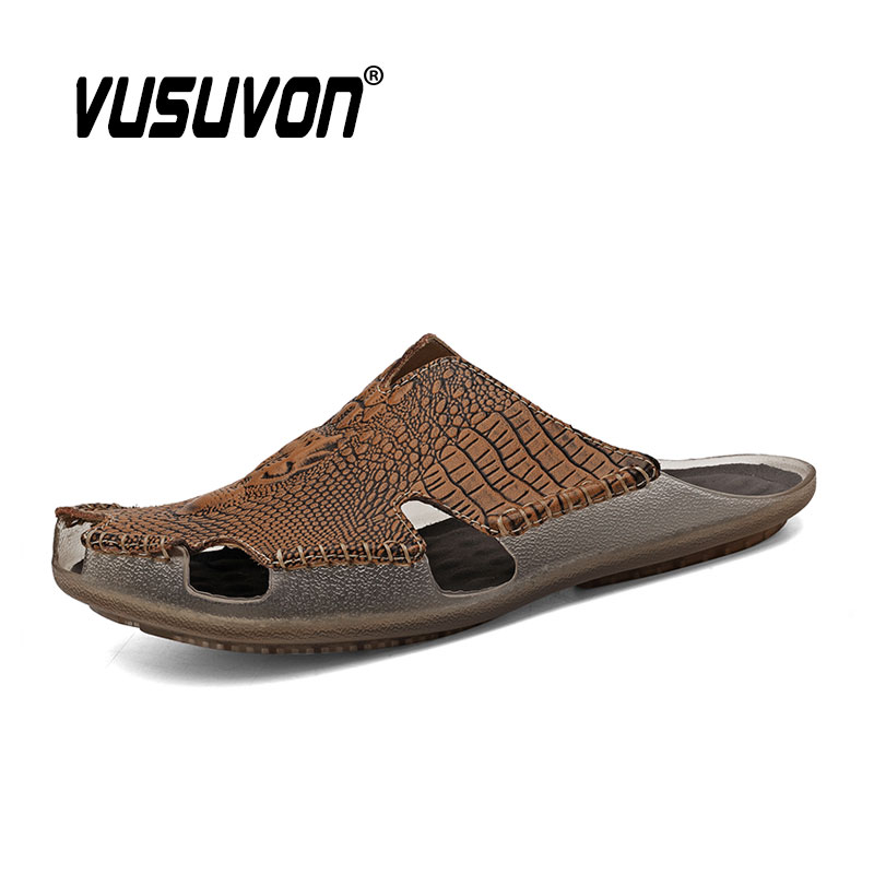 Men Slides Genuine Leather Sli - Flip Flop Leather Men recension och pris