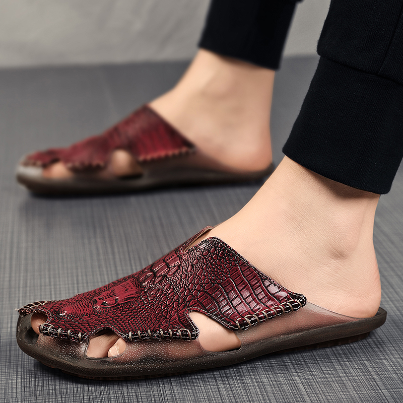 Men Slides Genuine Leather Sli - Flip Flop Leather Men recension och pris