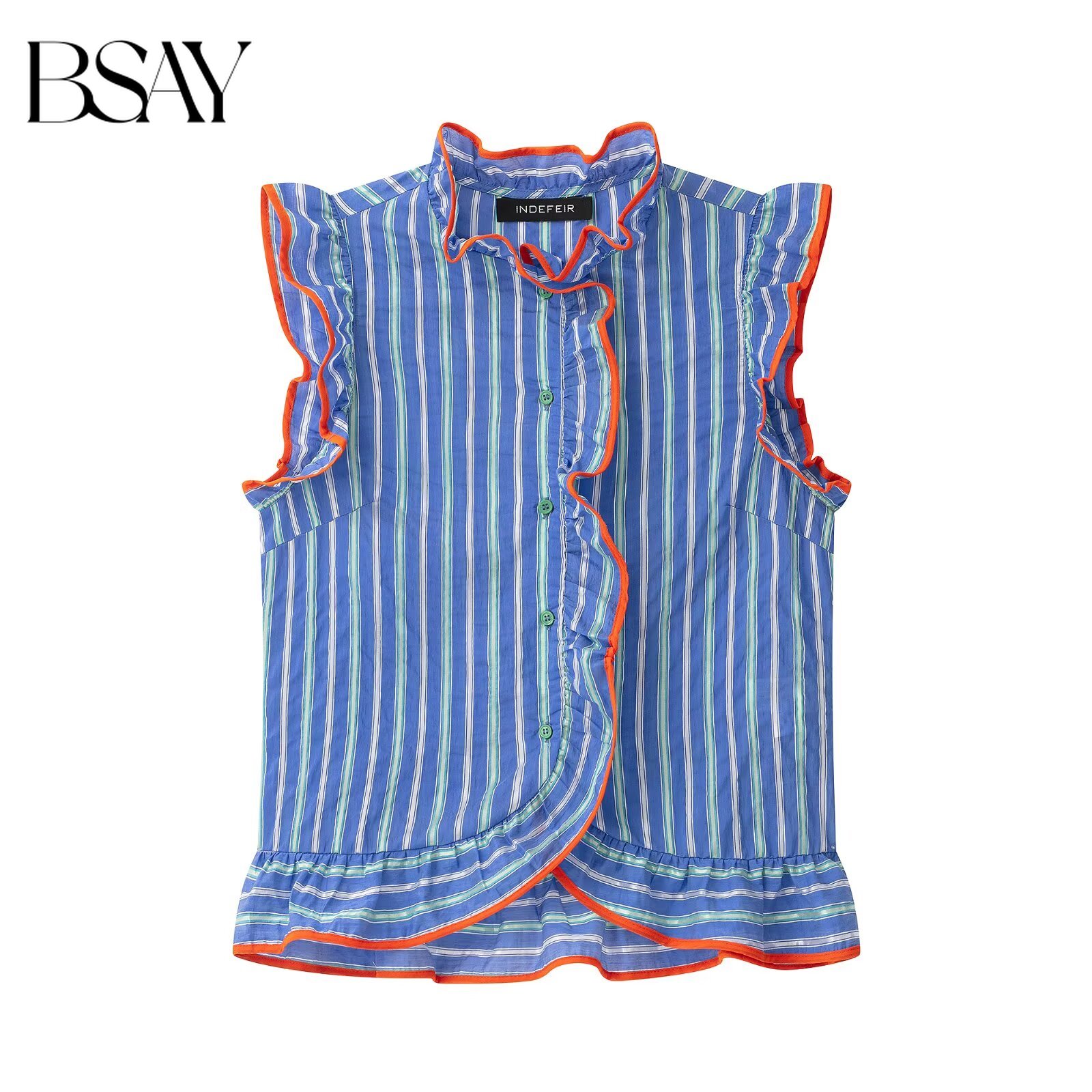 BSAY Women Colorful Striped Sl - Shirt Camp Collar recension och pris