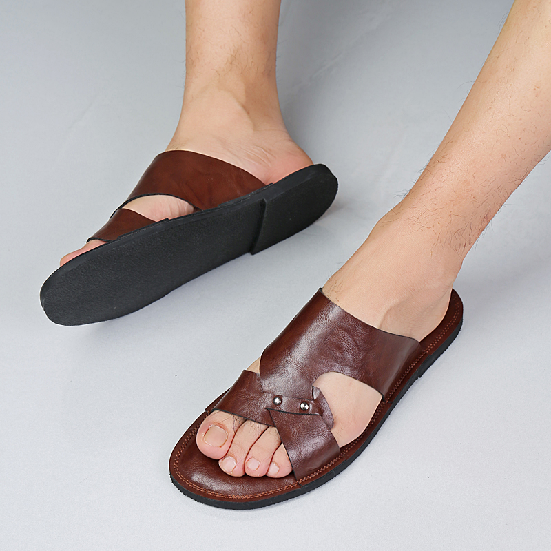 Handmade Leather Slippers Men  - Flip Flop Leather Men recension och pris