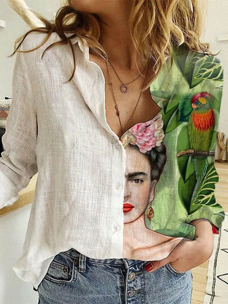 Women Spring And Autumn Long S - Shirt Camp Collar recension och pris